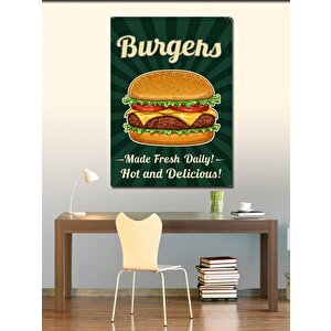Kanvas Tablo Lezzetli Burger Ve Retro Poster 50x70 cm