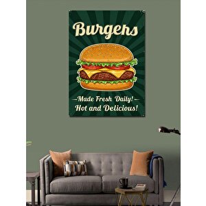 Kanvas Tablo Lezzetli Burger Ve Retro Poster 50x70 cm