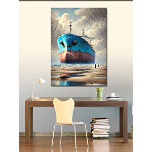 Kanvas Tablo Terk Edilmiş Gemi Ve Melankoli 50x70 cm