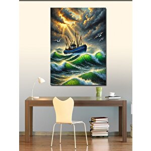 Kanvas Tablo Fırtınalı Deniz Ve Gemi 50x70 cm