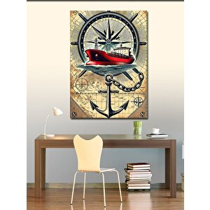 Kanvas Tablo Pusula Ve Deniz Feneri 50x70 cm