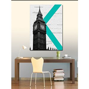 Kanvas Tablo Saat Kulesi Ve Geometrik Çizgiler 100x140 cm