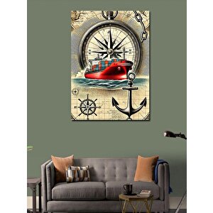 Kanvas Tablo Pusula Ve Deniz Motifi 70x100 cm