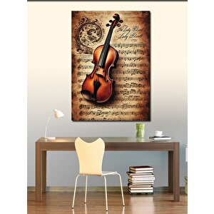 Kanvas Tablo Keman Ve Eski Nota Kağıdı 70x100 cm