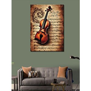 Kanvas Tablo Keman Ve Eski Nota Kağıdı 70x100 cm