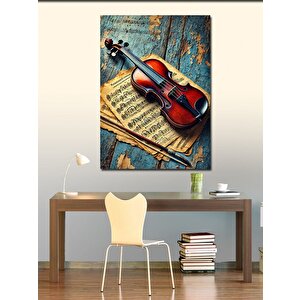 Kanvas Tablo Keman Ve Nota Sayfası 70x100 cm