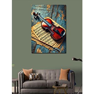 Kanvas Tablo Keman Ve Nota Sayfası 70x100 cm