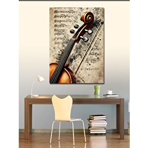 Kanvas Tablo Keman Ve Nota Sayfası 70x100 cm