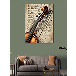 Kanvas Tablo Keman Ve Nota Sayfası 70x100 cm