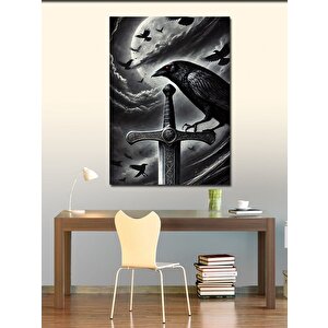 Kanvas Tablo Kuzgun Ve Kılıç 50x70 cm