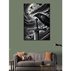 Kanvas Tablo Kuzgun Ve Kılıç 50x70 cm