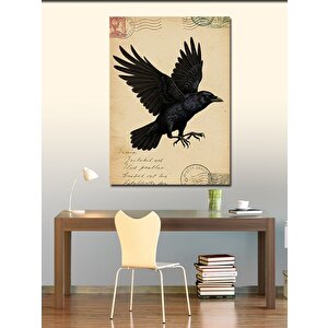 Kanvas Tablo Kuzgun Ve Antik Yazı 70x100 cm