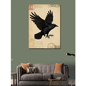 Kanvas Tablo Kuzgun Ve Antik Yazı 70x100 cm