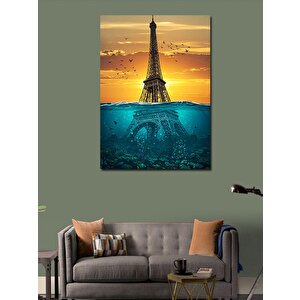 Kanvas Tablo Eiffel Ve Denizaltı Çizimi 70x100 cm
