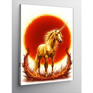Kanvas Tablo Alevli Unicorn Ve Büyü 100x140 cm