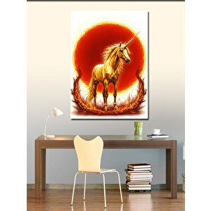 Kanvas Tablo Alevli Unicorn Ve Büyü 100x140 cm