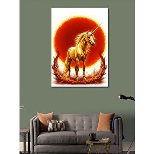 Kanvas Tablo Alevli Unicorn Ve Büyü 100x140 cm