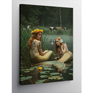 Kanvas Tablo Gölette İki Deniz Kızı 70x100 cm