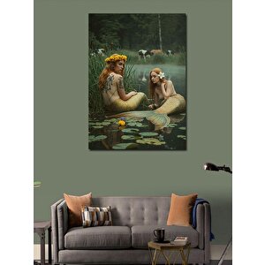 Kanvas Tablo Gölette İki Deniz Kızı 70x100 cm