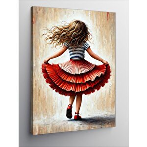 Kanvas Tablo Dönüşen Elbise Giymiş Kız 70x100 cm