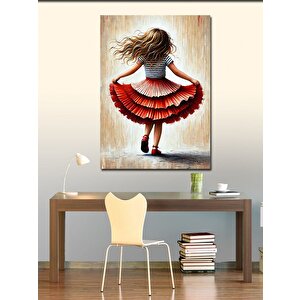 Kanvas Tablo Dönüşen Elbise Giymiş Kız 70x100 cm