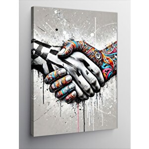 Kanvas Tablo Renkli Eller Ve Buluşma 100x140 cm