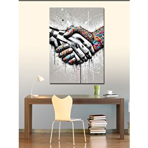 Kanvas Tablo Renkli Eller Ve Buluşma 100x140 cm