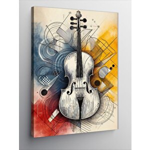 Kanvas Tablo Minimalist Keman Çizimi 50x70 cm