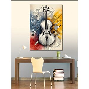 Kanvas Tablo Minimalist Keman Çizimi 50x70 cm