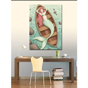 Kanvas Tablo Kayıkta Deniz Kızı 70x100 cm