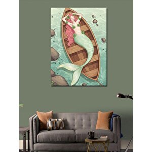 Kanvas Tablo Kayıkta Deniz Kızı 70x100 cm