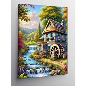 Kanvas Tablo Değirmen Ve Doğa Manzarası 100x140 cm
