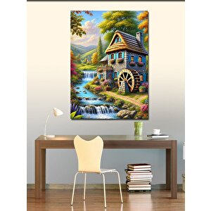 Kanvas Tablo Değirmen Ve Doğa Manzarası 100x140 cm