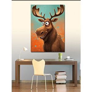 Kanvas Tablo Komik Geyik Çizimi 50x70 cm