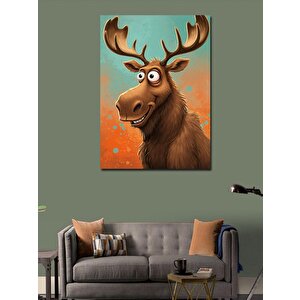 Kanvas Tablo Komik Geyik Çizimi 70x100 cm