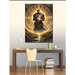 Kanvas Tablo Samuray Ve Altın Çember 70x100 cm