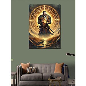 Kanvas Tablo Samuray Ve Altın Çember 70x100 cm