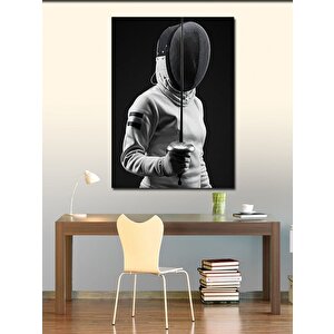 Kanvas Tablo Eskrimci Ve Koruma Maskesi 70x100 cm