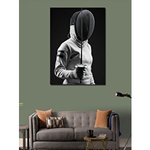 Kanvas Tablo Eskrimci Ve Koruma Maskesi 70x100 cm