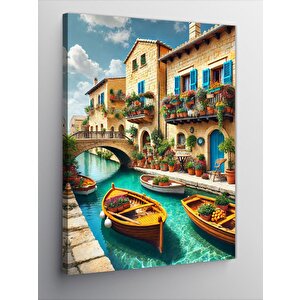 Kanvas Tablo Renkli Kanallar Ve Evler 100x140 cm