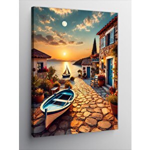 Kanvas Tablo Akşamüstü Kıyı Kasabası 50x70 cm