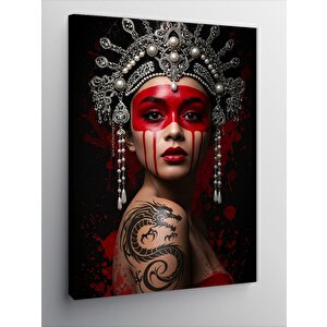 Kanvas Tablo Kırmızı Yüz Ve Geleneksel Süslemeler 100x140 cm