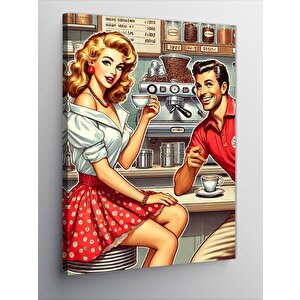 Kanvas Tablo Retro Kafe Aşkı 50x70 cm