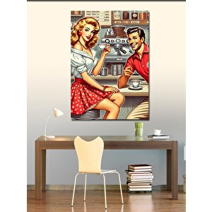 Kanvas Tablo Retro Kafe Aşkı 50x70 cm