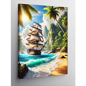 Kanvas Tablo Tropikal Gemi Manzarası 100x140 cm
