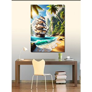 Kanvas Tablo Tropikal Gemi Manzarası 100x140 cm