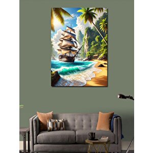 Kanvas Tablo Tropikal Gemi Manzarası 100x140 cm