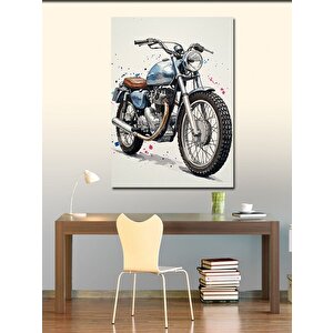 Kanvas Tablo Klasik Motosiklet Çizimi 70x100 cm