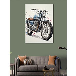 Kanvas Tablo Klasik Motosiklet Çizimi 70x100 cm