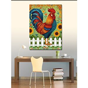 Kanvas Tablo Beyaz Çit Ve Horoz 50x70 cm
